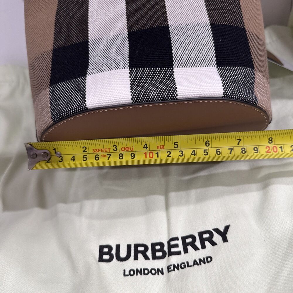 NWT Burberry Small Check Canvas Bucket Bag With Dust Bag - Picture 6 of 7